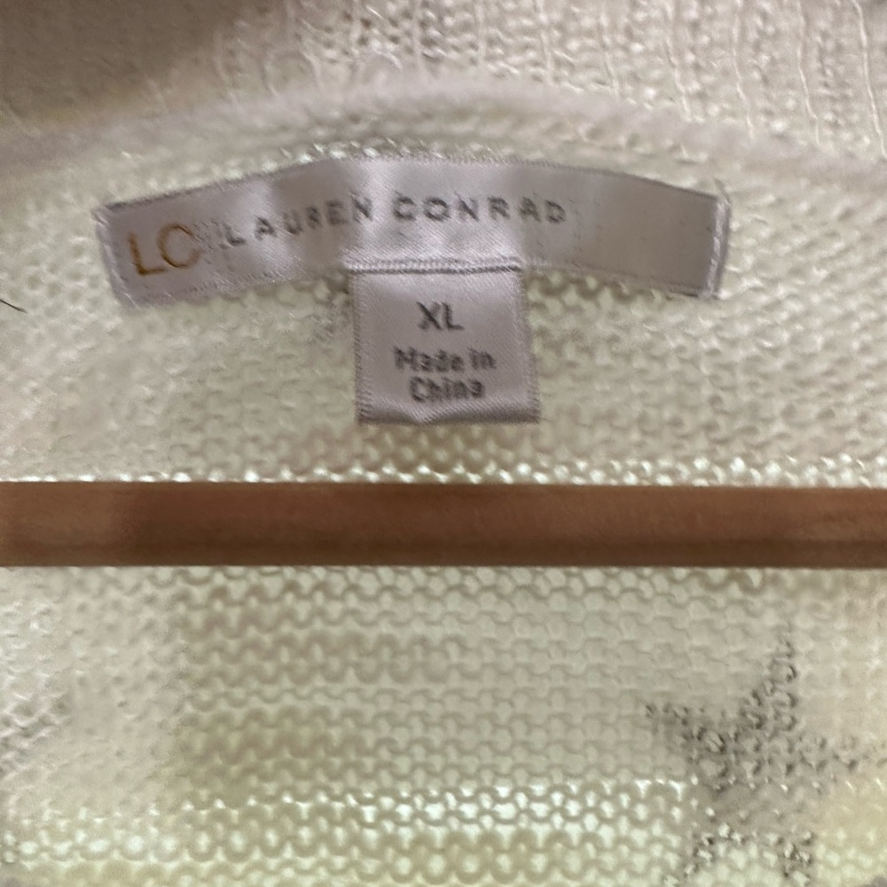 LC Lauren Conrad Cream Star Sweater - Picture 2 of 2